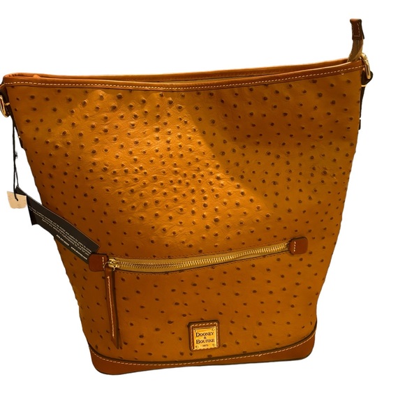 COPY - Nwt- Dooney Bourke Caramel Ostrich Leather Large Hobo shoulder bag 🌺🌹 - Picture 1 of 7